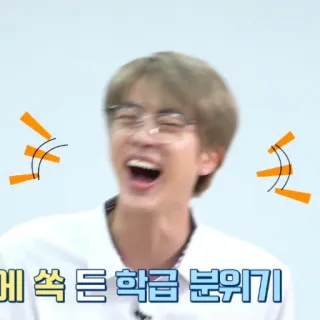 🐹 에 쏙 든 학급 분위기 kpop, jin, bts, hàn quốc, vui vẻ, hào hứng telegram sticker