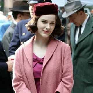 😌 Midge Maisel The Marvelous Mrs. Maisel midge maisel, the marvelous mrs maisel, woman, coat, hat, 1950s, fashion, retro telegram sticker