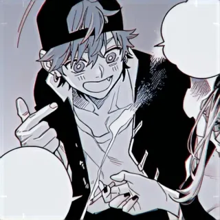 💲 anime, manga, offensive gesture, cartoon character telegram sticker