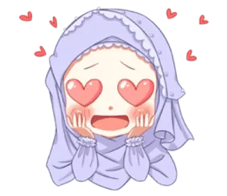 😍 kreskówka, hidżab, miłość, emoji, anime, dziewczyna telegram sticker