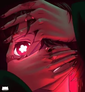 👁 目, 手, 顔, 赤, アート, イラスト telegram sticker