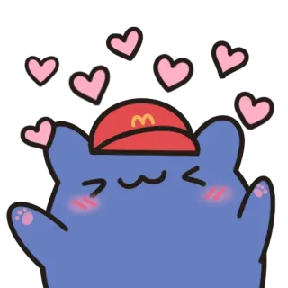 💕 gato, dibujos animados, amor, kawaii, corazones, McDonald's telegram sticker