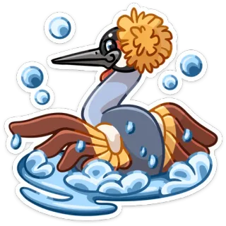 🛀 pájaro, agua, burbujas, dibujos animados, cisne, baño telegram sticker