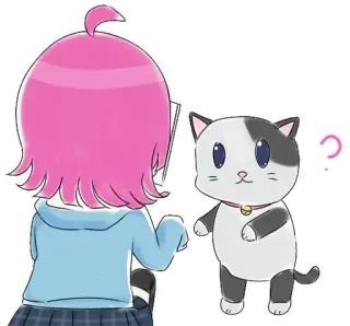 ❔ 动漫, 猫, 问题, 女孩, 粉色头发 telegram sticker