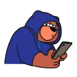😘 cartoon, bear, hoodie, phone, sticker telegram sticker