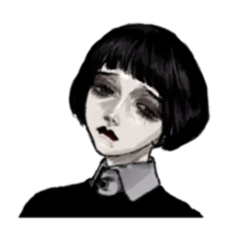 😞 mulher, triste, preto e branco, emo, gótico, retrato telegram sticker