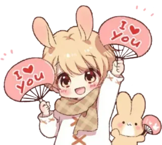 ❤️ I LOVE YOU coniglio, amore, fan, cuore, carino telegram sticker