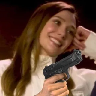🧋 gun, weapon, firearm, woman, pistol telegram sticker