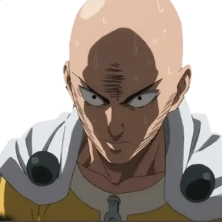 😠 Saitama One-Punch Man Аниме, Герой, Серьезный, Боец, Лысый telegram sticker