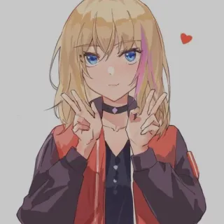 🎵 Аниме, Девушка, Мило, Мир, Сердце, Блондинка telegram sticker