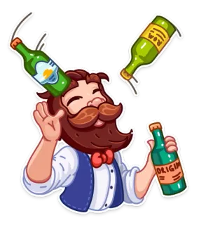 🤹‍♂️ uomo, barba, bottiglie, alcol, giocoleria whatsapp sticker