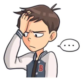😐 キャラクター, 考える, 困惑, 感情, ステッカー telegram sticker