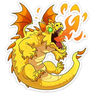 🔥 smok, fantasy, ogień, potwór, mityczne stworzenie, latający, kreskówka telegram sticker