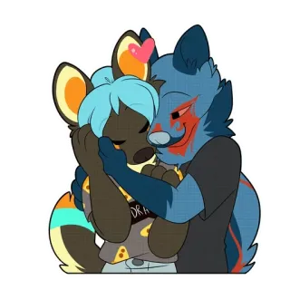 ❤ DRA furry, anthropomorphic, hug, affection, love, cartoon, cute telegram sticker