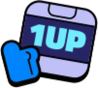 👍 1UP videogioco, 1up, potenziamento, vita extra, gioco, pixel, retro whatsapp sticker