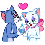 😽 Tom cartoon, cat, love, heart, romantic, couple telegram sticker