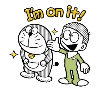 ◼️ Doraemon I'm on it! doraemon, cartoon, anime, personage, robot, manga telegram sticker