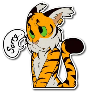 😣 Sorry... tiger, furry, apology, sad, cartoon, animal, expression telegram sticker