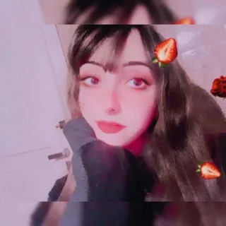 🍓 mujer, chica, retrato, fresa, rosa, filtro, cosplay whatsapp sticker