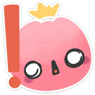 🤨 エクスクラメーションマーク, アラート, 警告, キャラクター, ピンク, 王冠, かわいい telegram sticker