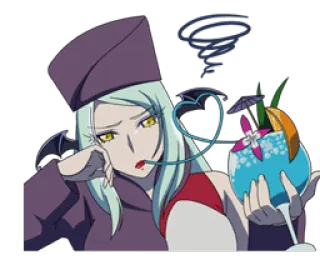 🙁 Anime, Bebendo, Coquetel, Feminino, Vampiro, Beicinho telegram sticker