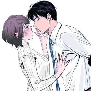❤️ romance, casal, amor, beijo, estilo anime, relacionamento, afeição whatsapp sticker