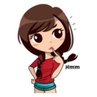 😕 dessin animé, fille, personnage, autocollant whatsapp sticker