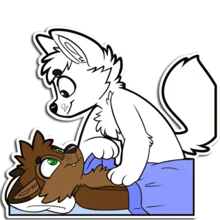 😴 furry, anthropomorphic, animal, cute, bedtime, tucking in, bed telegram sticker