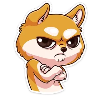 😒 cane, arrabbiato, cartone animato, animale domestico, adesivo whatsapp sticker