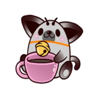 ☕️ Мультфильм, Милый, Животное, Кофе, Колокольчик, Напиток telegram sticker