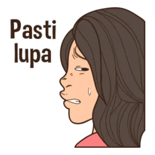 😥 Pasti lupa dibujo animado, mujer, olvidadiza, expresión, adhesivo, siempre se olvida whatsapp sticker