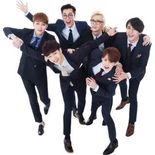 😊 men, suits, group, posing, korean, asian, group portrait telegram sticker