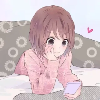 📎 anime girl, cute, heart, kawaii, phone, sweet, girl telegram sticker