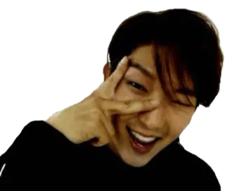 ✌️ selfie, smiling, peace sign, asian, man, portrait telegram sticker
