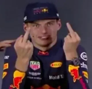 🖕 Max Verstappen f1, fórmula 1, carreras, dedo corazón, piloto, red bull telegram sticker