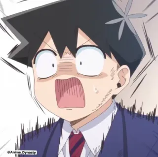 😦 Hitohito Tadano Komi Can't Communicate Anime, Manga, geschokt, geïrriteerd, Komi Can't Communicate, Hitohito Tadano, personage telegram sticker