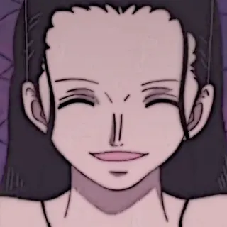 📜 Nico Robin One Piece 动漫, 海贼王, 妮可·罗宾, 微笑, 卡通人物, 女性角色 telegram sticker