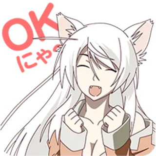 😸 Ragazza anime, Orecchie da gatto, Felice, Kawaii, Carino, Manga telegram sticker