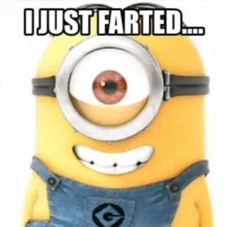 😅 Minion I JUST FARTED... Minion, Kentut, Komedi, Humor, Meme telegram sticker