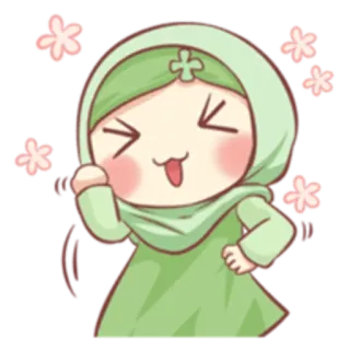 😆 хиджаб, ислам, мусульманин, милый, мультфильм, аниме, каваи, персонаж telegram sticker