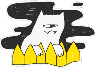 😠 kat, monster, wezen, hek, schattig, cartoon, sticker, éénoog telegram sticker