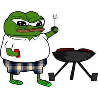 👍 Pepe the Frog Meme, Ếch, Pepe, Nướng, Mùa hè, BBQ telegram sticker