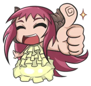 👍 อนิเมะ, มังงะ, จิบิ, น่ารัก, ยกนิ้วโป้ง, สาวปีศาจ telegram sticker