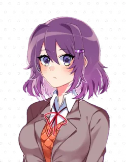 💜 anime, manga, cô gái, tóc tím, đồng phục học sinh, dễ thương telegram sticker