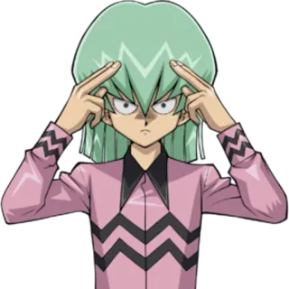 😓 anime, character, green hair, pointing fingers telegram sticker