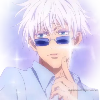 😎 Satoru Gojo Jujutsu Kaisen animestickerchannel Anime, Gojo, Jujutsu Kaisen, Cheveux Blancs, Lunettes de soleil, Personnage, Satoru telegram sticker