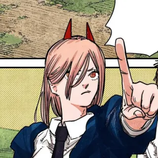 🗯 Power Chainsaw Man Anime, Manga, Demonio, Poder, Chainsaw Man, Señalando, Cuernos Rojos whatsapp sticker