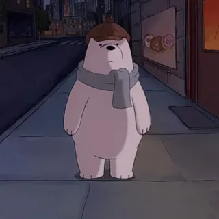 🐻‍❄️ Ice Bear We Bare Bears Eisbär, We Bare Bears, Cartoon, Eisbär, Schal, Stadt, Bär telegram sticker