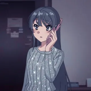 🐰 Anime, Fille, Téléphone, Étincelle, Personnage, Dessin animé telegram sticker