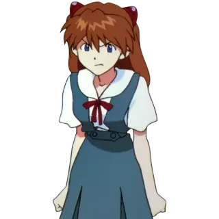 😠 Asuka Langley Soryu Neon Genesis Evangelion anime, cartoon, girl, character, teenager, school uniform telegram sticker